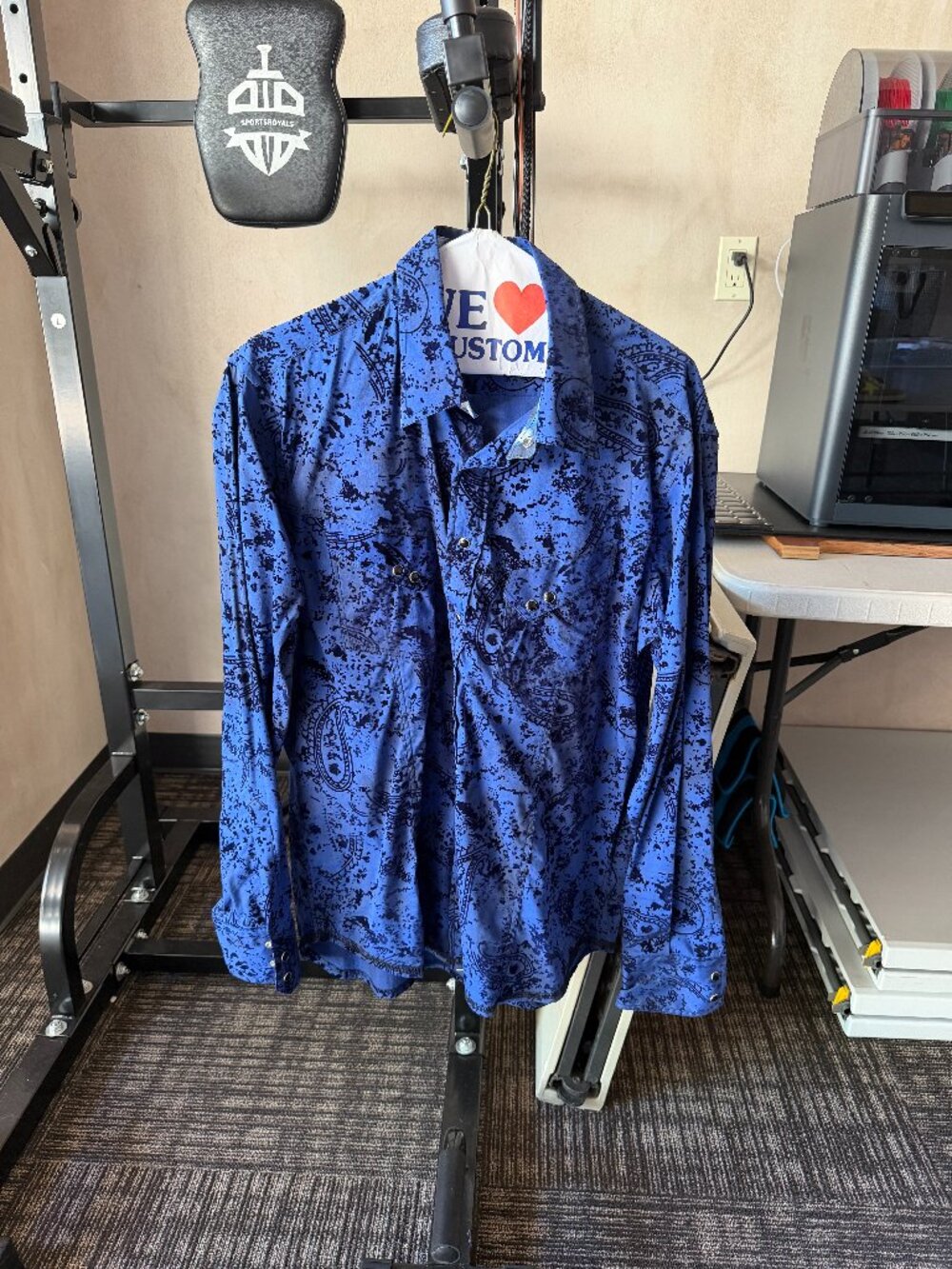 Georg Roth Paisley Western Snap Button-Up Shirt Blue Men’s L